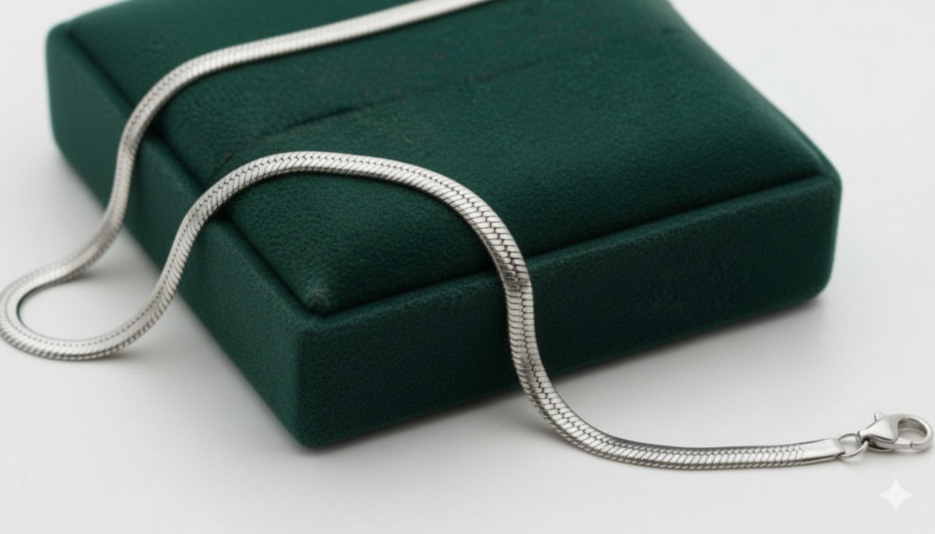 Gold & Silver Plated Snake Chain for Men & Women – Stylish Flat Fashion Jewellery Necklace