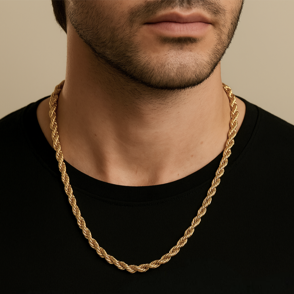 Men’s Stylish Gold Plated Rope Chain Trendy Fashion Jewellery for Daily & Party Wear