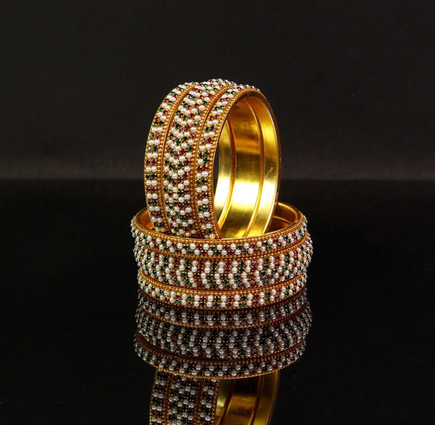 Handmade Designer Bangles with pearls – Traditional & Trendy Set for Women and Girls pack of (6)