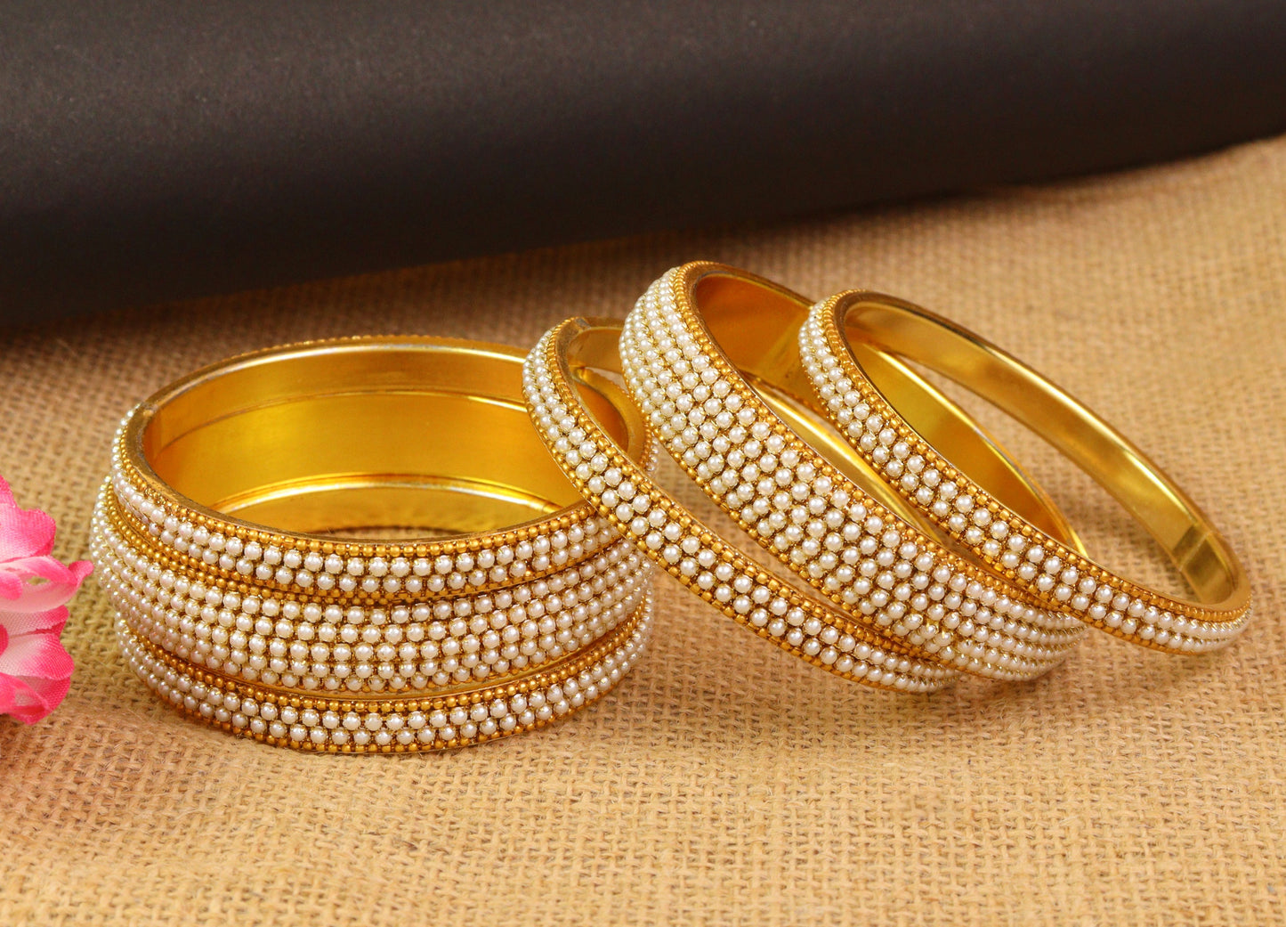 Handmade Designer Bangles with pearls – Traditional & Trendy Set for Women and Girls pack of (6)