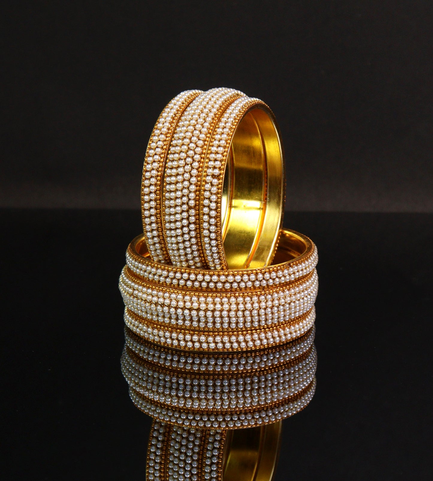 Handmade Designer Bangles with pearls – Traditional & Trendy Set for Women and Girls pack of (6)