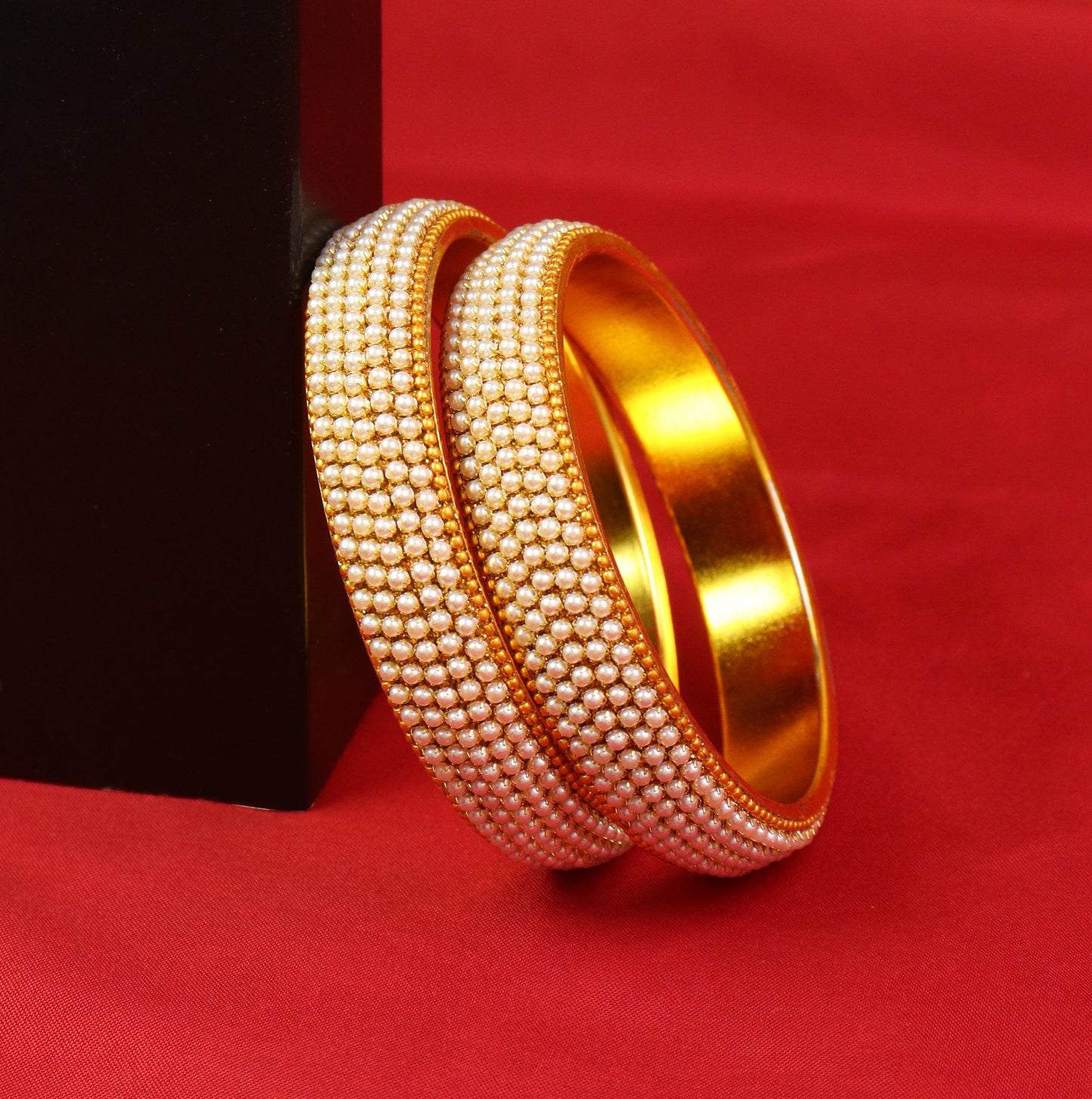 Handmade 2-Piece Pearl Bangle Set – Graceful & Timeless Accessory for Women