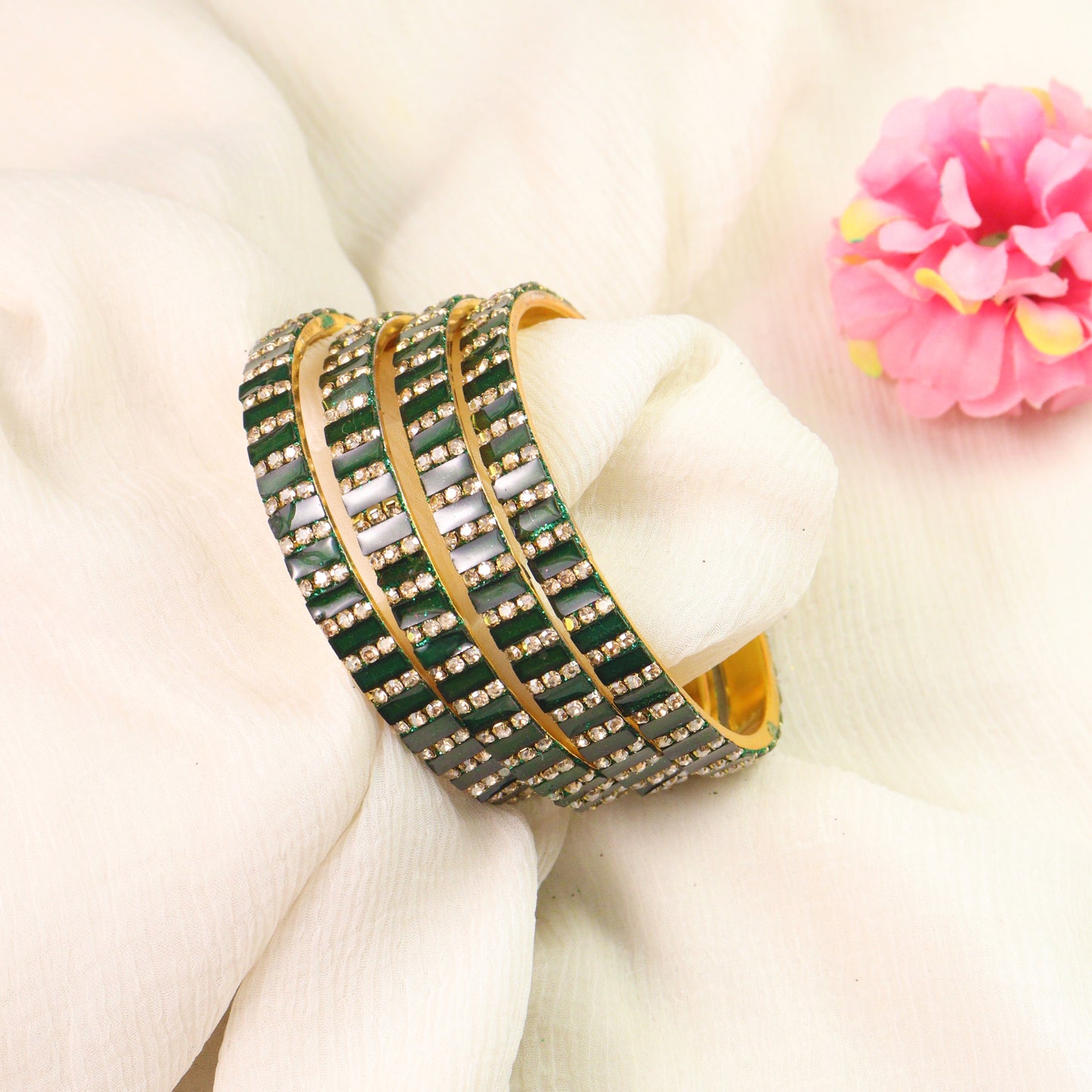 Hand made Ad stone bangle with gold plated uniqe look bangle for womens and girls set of 4