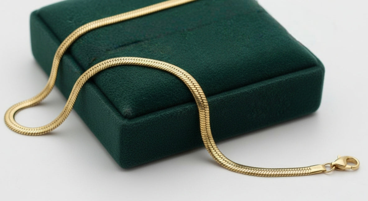 Gold & Silver Plated Snake Chain for Men & Women – Stylish Flat Fashion Jewellery Necklace